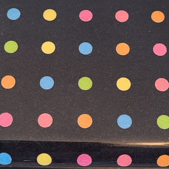 NE Credit Card Hardcase 8 Slots Black With Rainbow Polka Dots - Picture 4 of 4